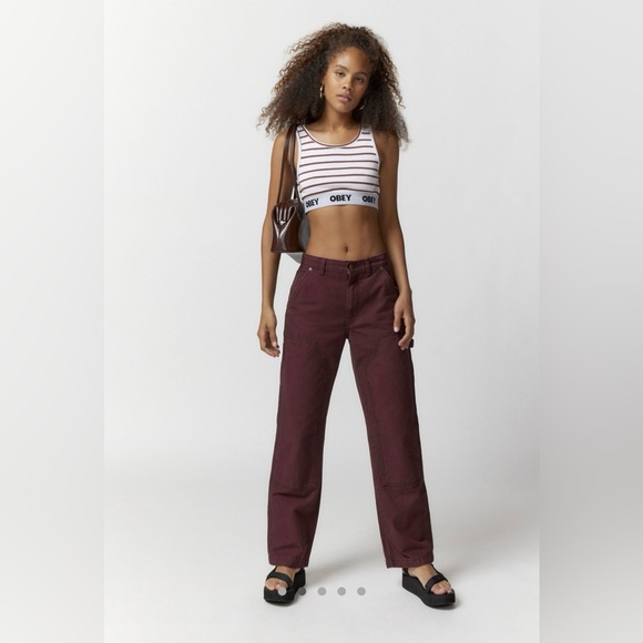NWT Urban Outfitters BDG Maroon Chocolate Canvas Carpenter Pant Sz 29 - Picture 1 of 7